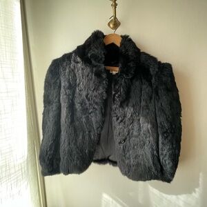 70’s Vintage Black Genuine Rabbit Fur Chubby Jacket